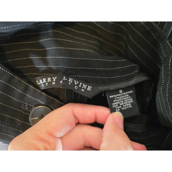 Vintage y2k Larry Levine Black Pinstripe Pencil Skirt Womens 8 Wednesday Addams - Picture 3 of 9